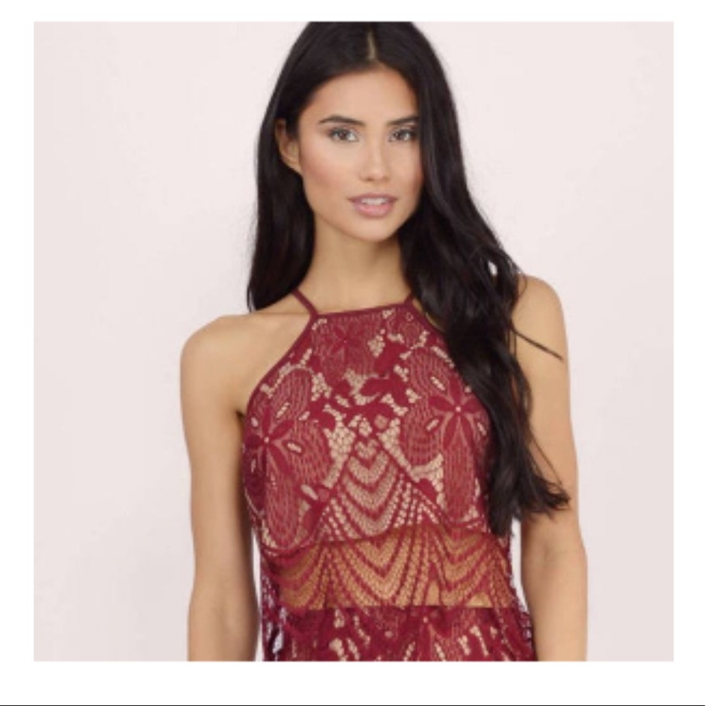 Topshop - Burgundy Lace Top